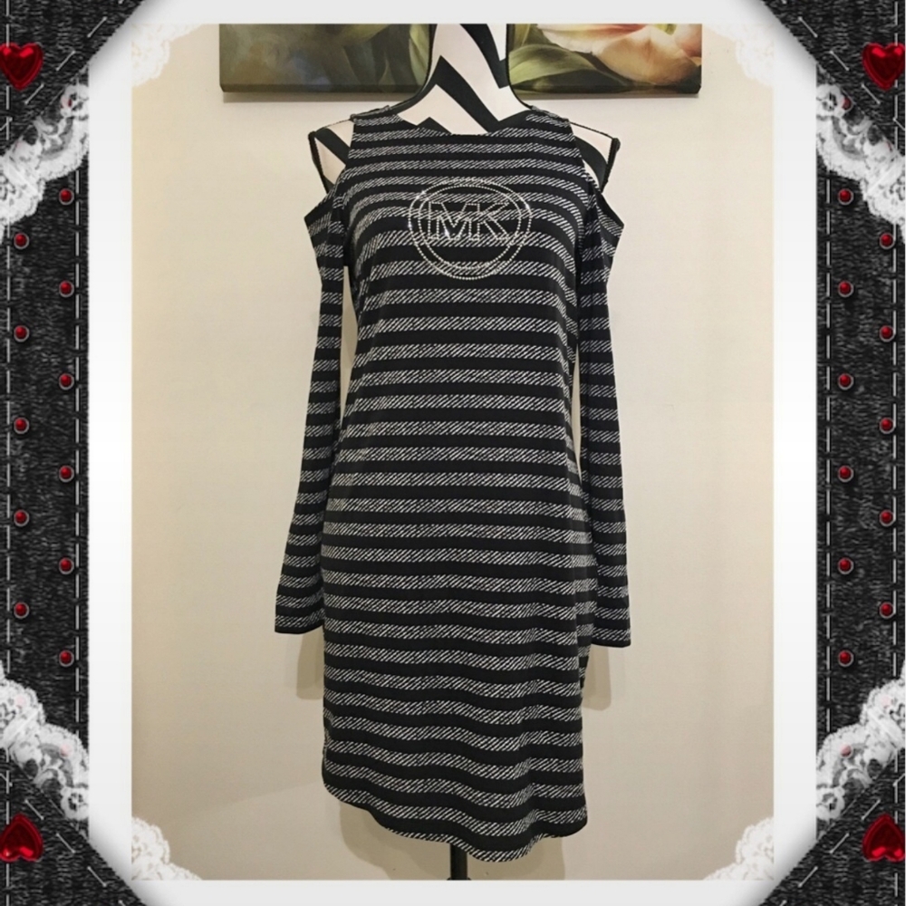 Michael Kors Cold Shoulder Striped Tunic NWOT